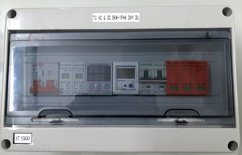 Tủ Điện NLMT Hòa Lưới AC & DC 5KW - Chống Sét - 1 Pha Đầy Đủ